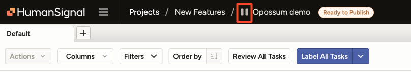 Screenshot of publish project